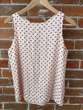 Alice + Olivia Heart Print Keyhole Back Silk Tank Top Size S